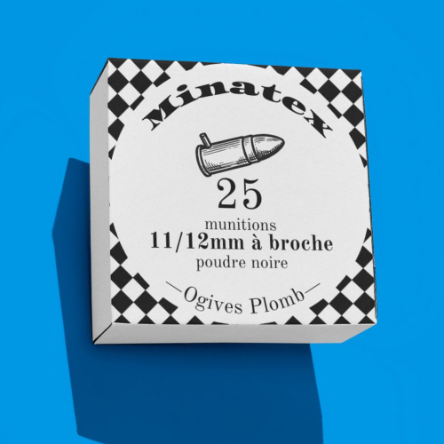 25 munitions à broche 12mm poudre noire